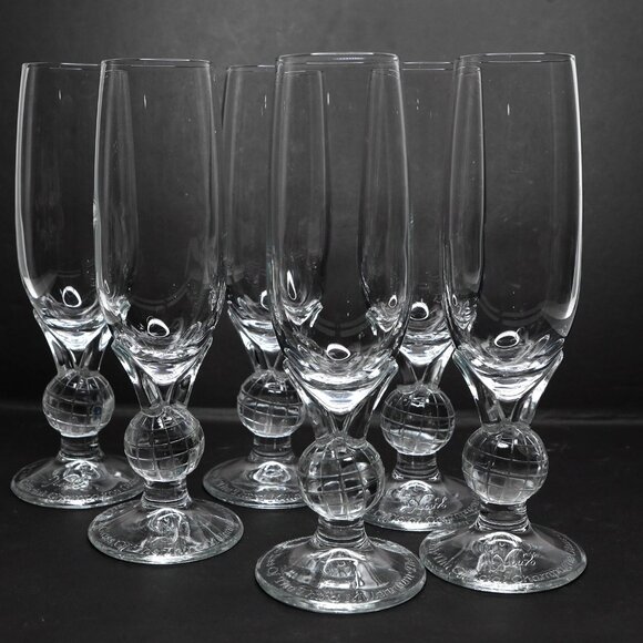 Vintage Nouvo Official Champagne Flute Glasses of The Third Millennium Y2k Globe - Picture 6 of 14